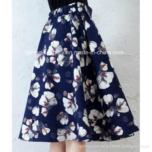 Cotton Printed Skirt. Autumn Clothing, Women Short Dress, Casual Skirt (D-031)